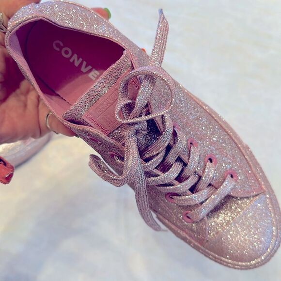 Converse Pink Glitter Athletic Shoes All Star Chuck’s Men’s 7 Women’s 9 - Picture 4 of 14